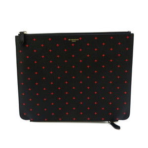 Givenchy W Zip Cross Dot Clutch Bag Leather Black